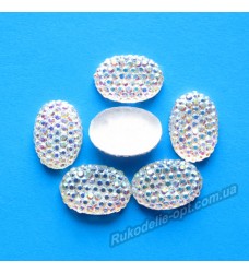 Камни кабошоны All Star овал 13*18 мм цвет crystal AB 500 шт.
