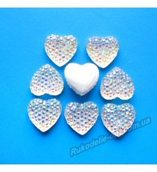 Камни кабошоны All Star сердце 12 мм цвет crystal AB 500 шт.