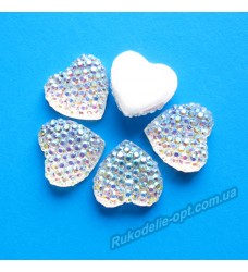 Камни кабошоны All Star сердце 14 мм цвет crystal AB 500 шт.