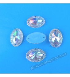 Камни кабошоны All Star пришивные овал новый 13*15 мм цвет crystal AB 1000 шт.