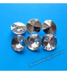 Камни акриловые круг 14 мм конусный низ цвет crystal 500 шт.
