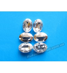 Камені акрилові овал 10*14 мм конусний низ колір crystal 1000 шт.