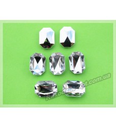 Камені акрилові прямокутник 10*14 мм конусний низ колір crystal 1000 шт.