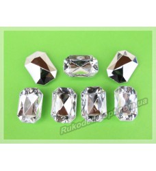 Камені акрилові прямокутник 13*18 мм конусний низ колір crystal 500 шт.