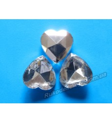 Камені акрилові серце 18 мм конусний низ колір crystal 200 шт.