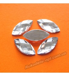Камни акриловые маркиз 9*20 мм плоский низ цвет crystal 1000 шт.