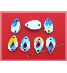 Камни акриловые пришивные капля 8*13 мм плоский низ цвет crystal AB 2000 шт.