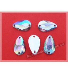 Камни акриловые пришивные капля 11*18 мм плоский низ цвет crystal AB 1000 шт.