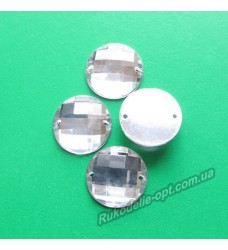 Камни акриловые пришивные круг 16 мм цвет crystal 500 шт.