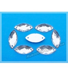 Камни акриловые пришивные маркиз 9*20 мм плоский низ цвет crystal 1000 шт. (эконом)