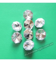 Камені акрилові пришивні восьмигранник 12 мм конусний низ колір crystal 1000 шт.