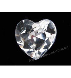 Камни стеклянные сердце 27 мм цвет crystal